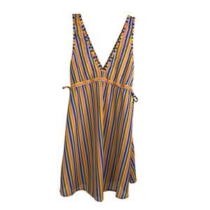 Lulifami Dress Womens Size XS Multi Color V-Neck / Back‎ Cover Up Tie Side Retro
